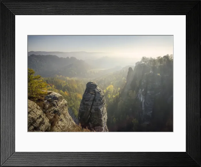 Framed Print : View from the Bastei rock into the Wehlgrund, Elbe Sandstone Mountains Framed Print : View from the Bastei rock into the Wehlgrund, Elbe Sandstone Mountains