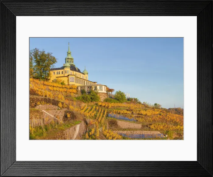 Framed Print : Spitzhaus at vineyard in autumn, , Radebeul, Elbe valley, saxon wine route, Radebeul Framed Print : Spitzhaus at vineyard in autumn, , Radebeul, Elbe valley, saxon wine route, Radebeul