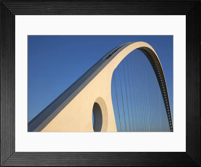 Framed Print : The main arch of the Calatrava Bridge, designed by architect Santiago Framed Print : The main arch of the Calatrava Bridge, designed by architect Santiago