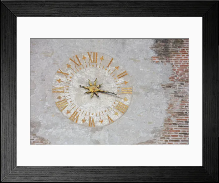 Framed Print : The clock of the Rocca Sanvitale (Sanvitale Castle), a medieval fortress in the centre of Framed Print : The clock of the Rocca Sanvitale (Sanvitale Castle), a medieval fortress in the centre of
