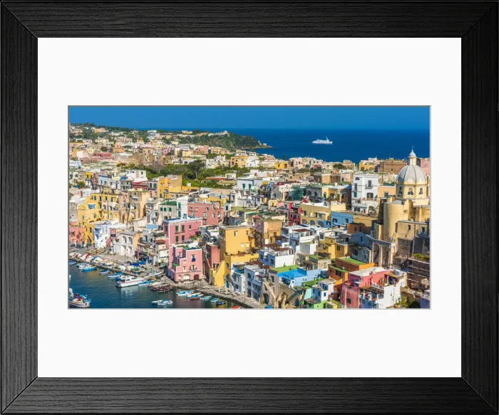 Framed Print : Europe, Italy, Campania. The characteristic little harbour of Procida Framed Print : Europe, Italy, Campania. The characteristic little harbour of Procida