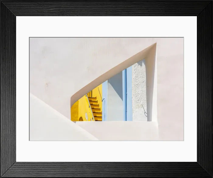 Framed Print : Europe, Italy, Campania. A detail of the facades in the characteristic little harbour of