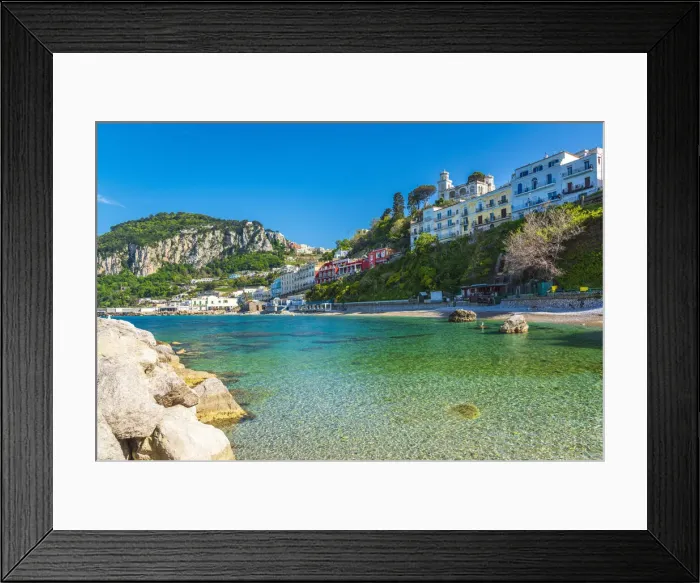 Framed Print : Europe, Italy, Campania. The cristal clear water of Capri on the spiaggia of Cala Grande Framed Print : Europe, Italy, Campania. The cristal clear water of Capri on the spiaggia of Cala Grande