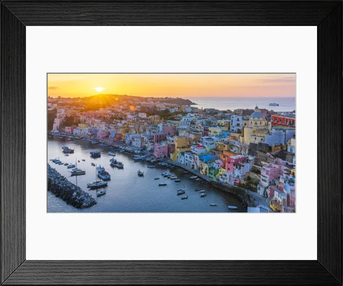 Framed Print : Europe, Italy, Campania. The Marina Corricella of Procida island at sunset Framed Print : Europe, Italy, Campania. The Marina Corricella of Procida island at sunset