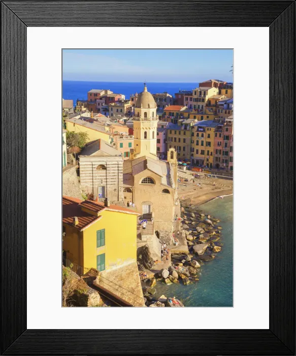 Framed Print : Vernazza village, high angle view, Vernazza, Cinque Terre, Liguria, Italy Framed Print : Vernazza village, high angle view, Vernazza, Cinque Terre, Liguria, Italy