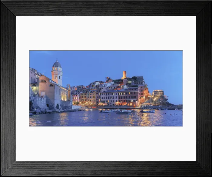 Framed Print : Vernazza village at dusk, Vernazza, Cinque Terre, Liguria, Italy Framed Print : Vernazza village at dusk, Vernazza, Cinque Terre, Liguria, Italy