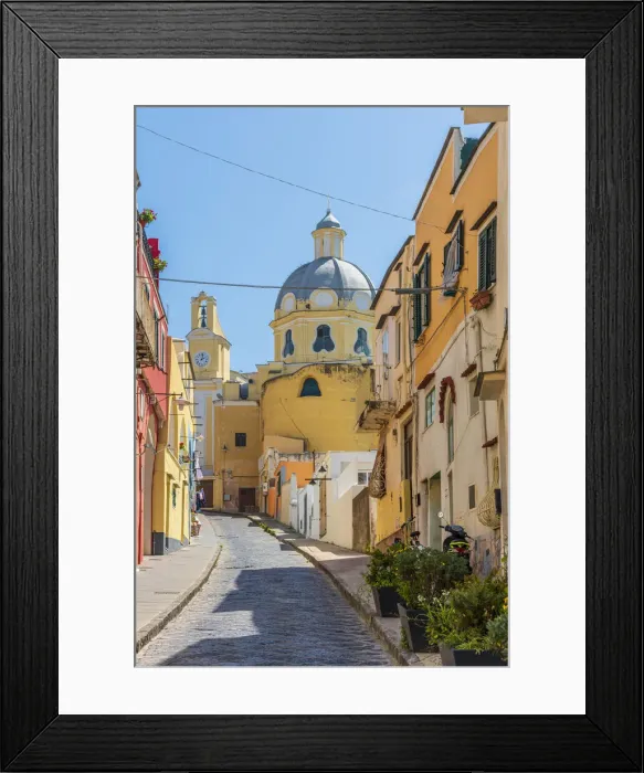 Framed Print : Europe, Italy, Campania. A typical street on the island of Procida Framed Print : Europe, Italy, Campania. A typical street on the island of Procida