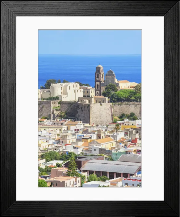 Framed Print : Lipari Town, elevated view, Lipari Island, Aeolian Islands Sicily, Italy Framed Print : Lipari Town, elevated view, Lipari Island, Aeolian Islands Sicily, Italy