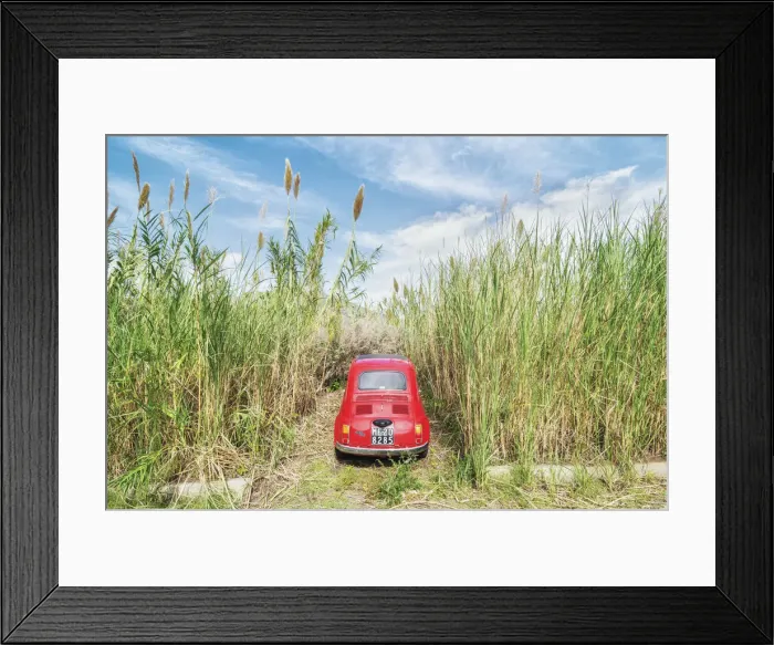 Framed Print : Car parked among long grass, Lipari, Aeolian Islands, Sicily, Italy Framed Print : Car parked among long grass, Lipari, Aeolian Islands, Sicily, Italy