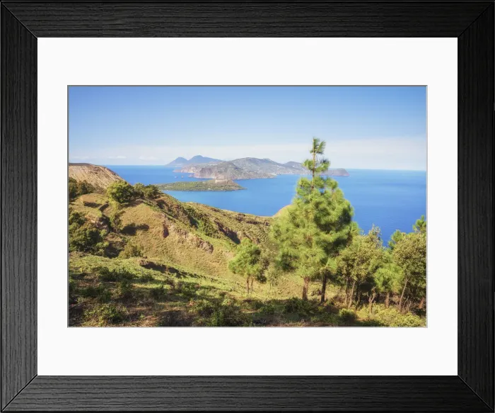 Framed Print : View of Lipari and Salina Island, Vulcano Island, Aeolian Islands, Sicily, Italy Framed Print : View of Lipari and Salina Island, Vulcano Island, Aeolian Islands, Sicily, Italy