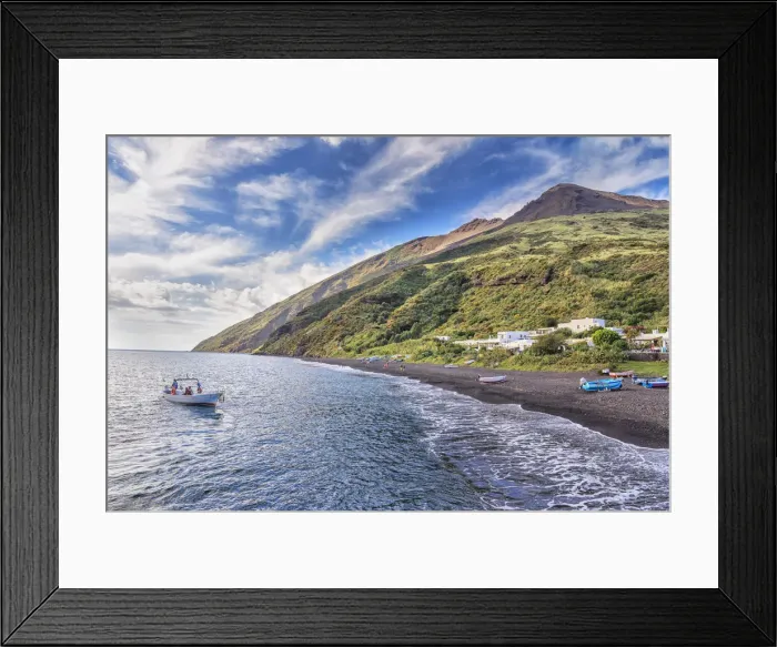 Framed Print : Volcanic beach, Stromboli, Aeolian Islands, Sicily, Italy Framed Print : Volcanic beach, Stromboli, Aeolian Islands, Sicily, Italy