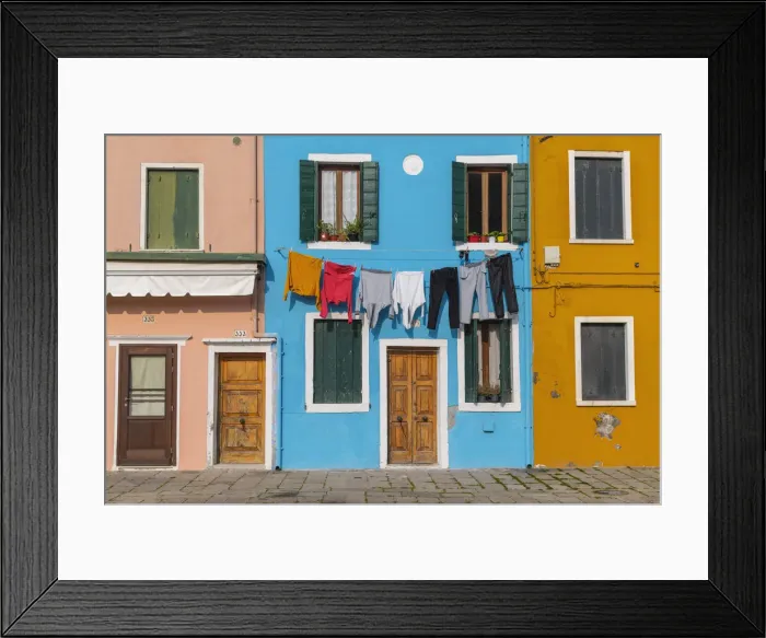 Framed Print : Hanging clothes, Burano, Venice, Italy Framed Print : Hanging clothes, Burano, Venice, Italy