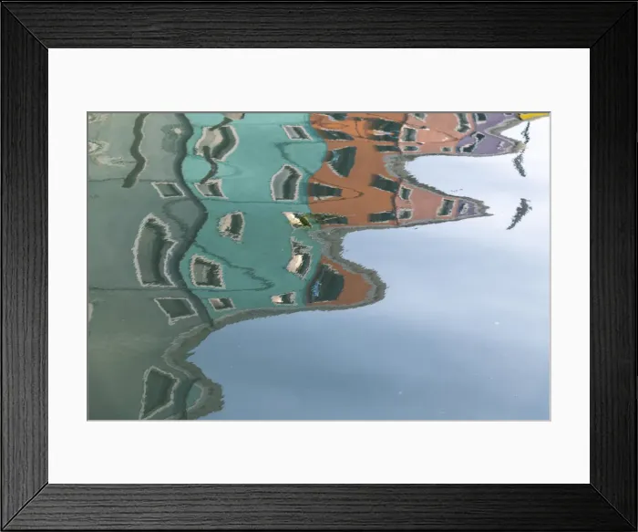 Framed Print : Reflections in a canal, Burano, Venice, Italy Framed Print : Reflections in a canal, Burano, Venice, Italy