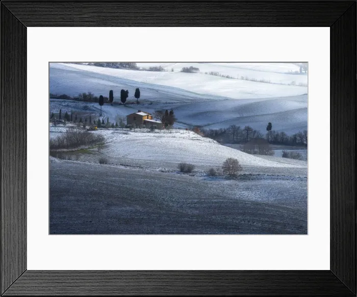 Framed Print : Snowy countryside view with the first sunlight right after the Burian blizzard passed by Framed Print : Snowy countryside view with the first sunlight right after the Burian blizzard passed by