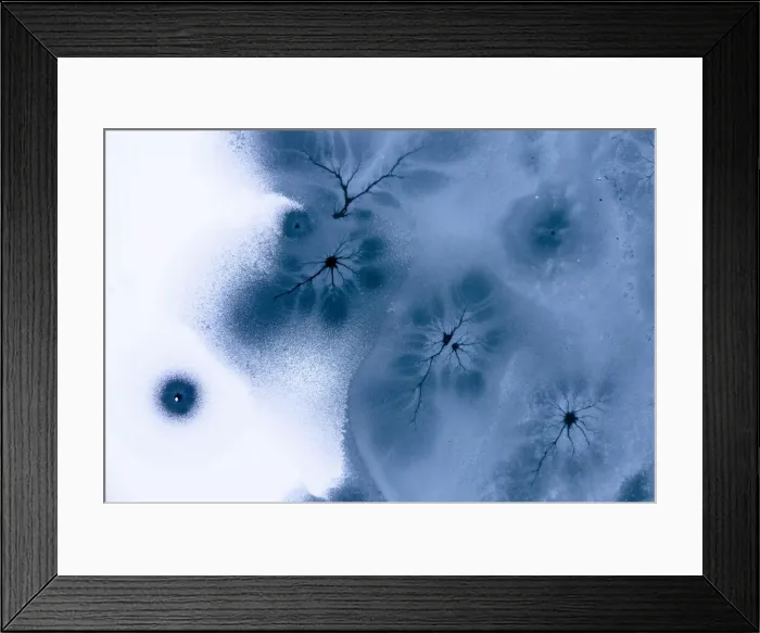 Framed Print : Aerial view of a frozen lake in the Apuan Alps during a winter morning. Tuscany, Italy