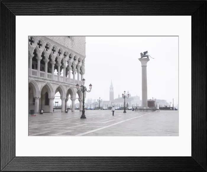 Framed Print : Foggy morning in Piazza San Marco with the San Giorgio Church appearing in the background Framed Print : Foggy morning in Piazza San Marco with the San Giorgio Church appearing in the background