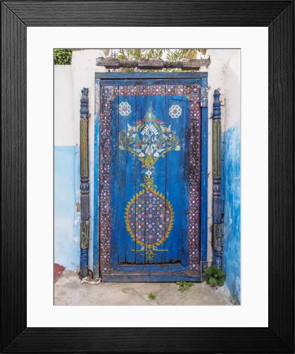 Framed Print : Decorative blue entrance door in Kasbah of the Udayas, Rabat, Rabat-Sale-Kenitra Region Framed Print : Decorative blue entrance door in Kasbah of the Udayas, Rabat, Rabat-Sale-Kenitra Region