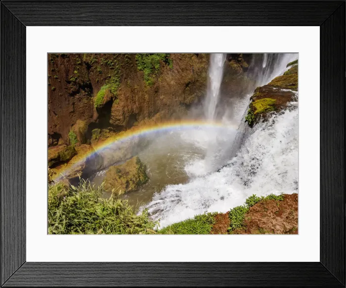 Framed Print : Rainbow over the Ouzoud Falls, waterfall located near the Middle Atlas village of Framed Print : Rainbow over the Ouzoud Falls, waterfall located near the Middle Atlas village of