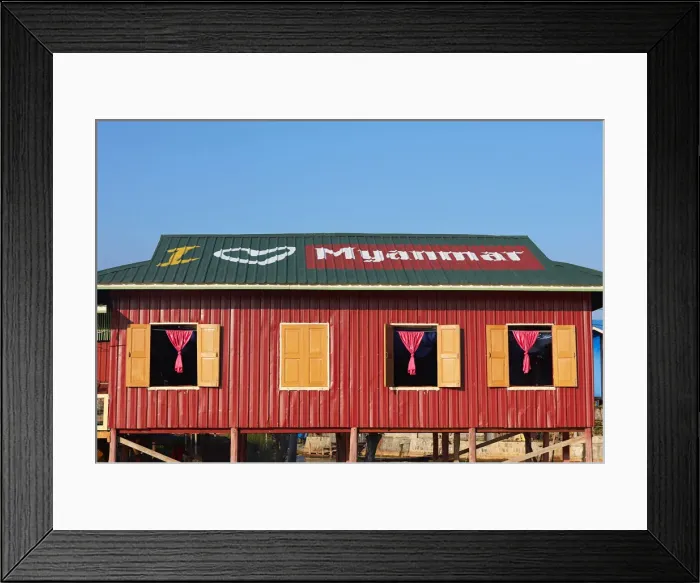 Framed Print : I Love Myanmar, written on the roof of a typical Inle Lake stilt house Framed Print : I Love Myanmar, written on the roof of a typical Inle Lake stilt house