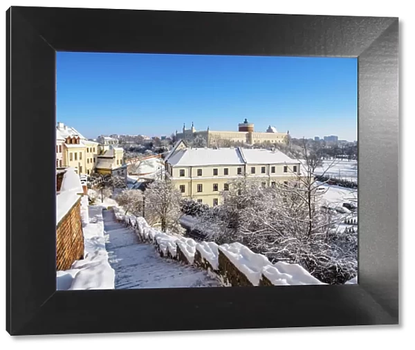 View towards the Castle, winter, Lublin, Lublin Voivodeship, Poland