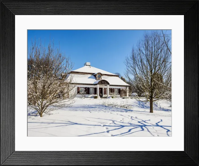 Framed Print : Manor House, Lublin Open Air Museum, winter, Lublin Voivodeship, Poland