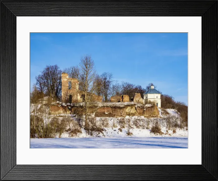 Framed Print : Castle and Palace ruins and the Chapel of Saint Anthony of Padua, winter, Zawieprzyce Framed Print : Castle and Palace ruins and the Chapel of Saint Anthony of Padua, winter, Zawieprzyce