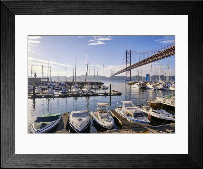 Framed Print : Santo Amaro marina, a cool place in Lisbon. with restaurants, bars, marina. Portugal Framed Print : Santo Amaro marina, a cool place in Lisbon. with restaurants, bars, marina. Portugal