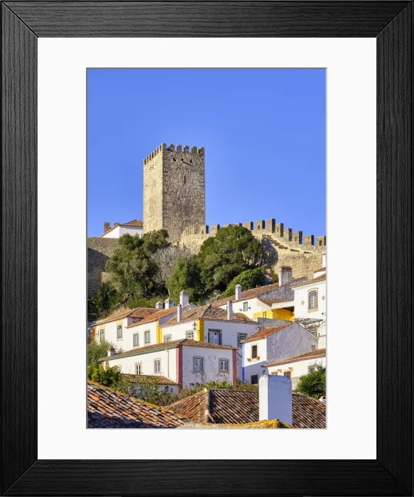 Framed Print : Obidos and the castle. A traditional medieval village taken to the moors in the 12th Framed Print : Obidos and the castle. A traditional medieval village taken to the moors in the 12th