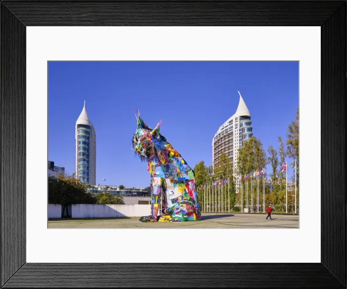 Framed Print : The Iberian lynx on display in the Parque das Nacoes garden, made from trash Framed Print : The Iberian lynx on display in the Parque das Nacoes garden, made from trash