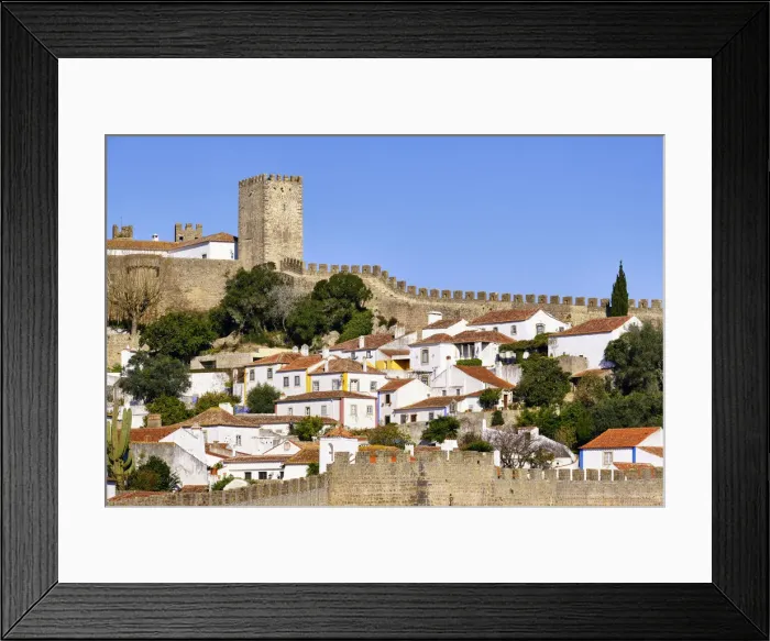 Framed Print : Obidos and the castle. A traditional medieval village taken to the moors in the 12th Framed Print : Obidos and the castle. A traditional medieval village taken to the moors in the 12th