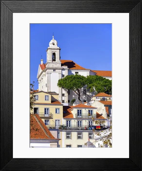 Framed Print : Houses and church in Alfama, a traditional district of Lisbon. Portugal Framed Print : Houses and church in Alfama, a traditional district of Lisbon. Portugal