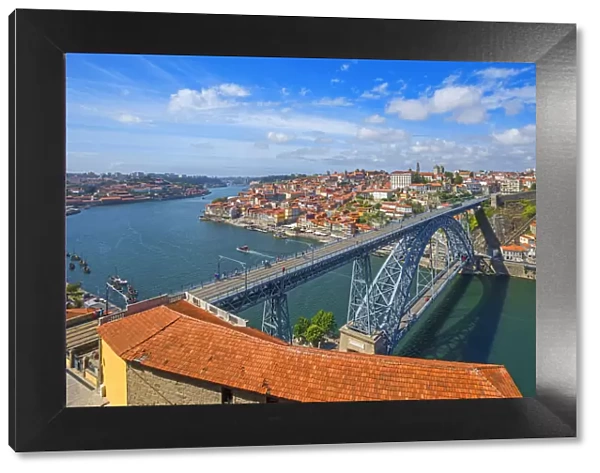 Dom Luis I bridge with Ribeira and river Douro, Porto, Portugal