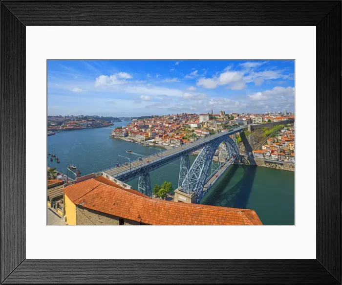 Framed Print : Dom Luis I bridge with Ribeira and river Douro, Porto, Portugal Framed Print : Dom Luis I bridge with Ribeira and river Douro, Porto, Portugal