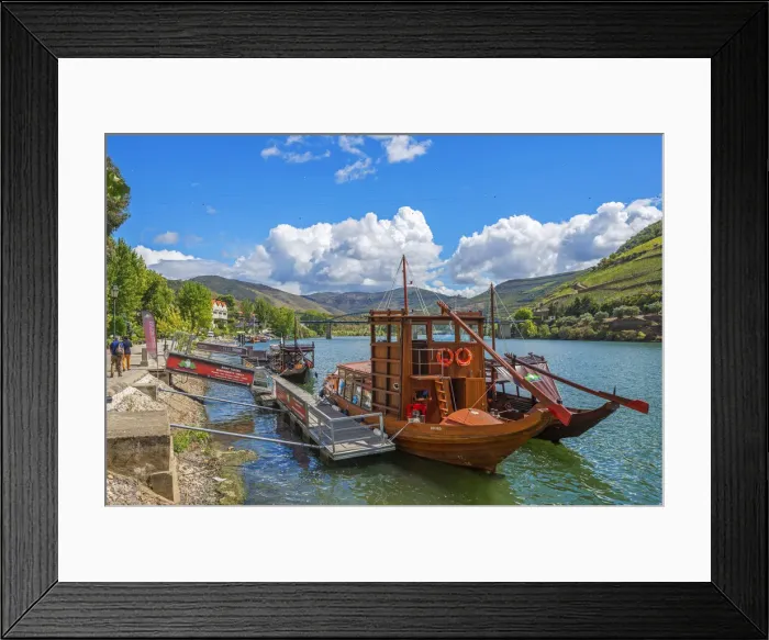 Framed Print : Tourist boats at Pinhao with river Duoro, Vila Real, Tras-os-Montes, Portugal Framed Print : Tourist boats at Pinhao with river Duoro, Vila Real, Tras-os-Montes, Portugal