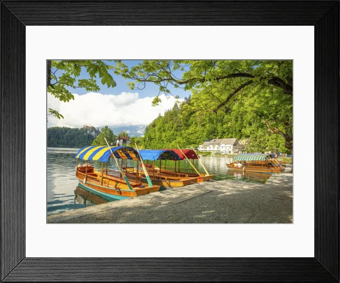 Framed Print : Boats at Lake Bled, Slovenia Framed Print : Boats at Lake Bled, Slovenia