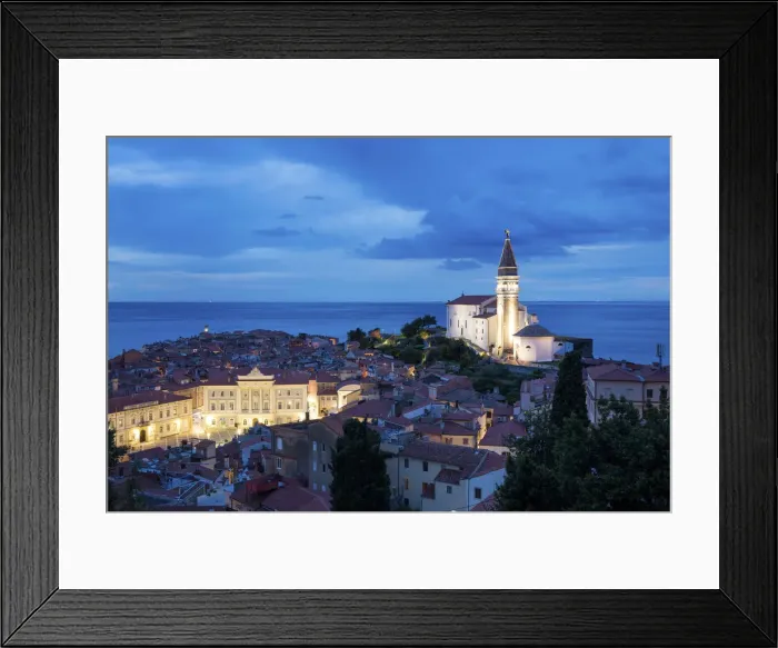 Framed Print : Old Town and Church of St. George Piran, Istria, Slovenia Framed Print : Old Town and Church of St. George Piran, Istria, Slovenia