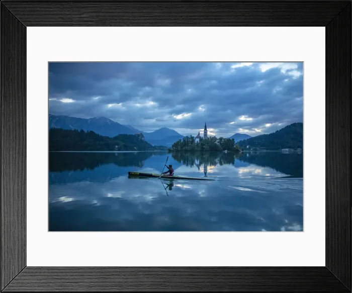 Framed Print : Canoeing, Lake Bled, Slovenia Framed Print : Canoeing, Lake Bled, Slovenia