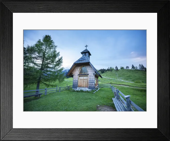 Framed Print : Wooden chapel near Lake Bohinj, Slovenia Framed Print : Wooden chapel near Lake Bohinj, Slovenia