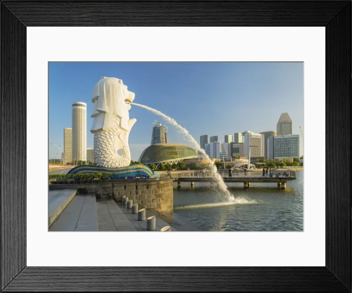 Framed Print : Merlion Statue, Esplanade-Theatres of the Bay, Singapore City, Singapore