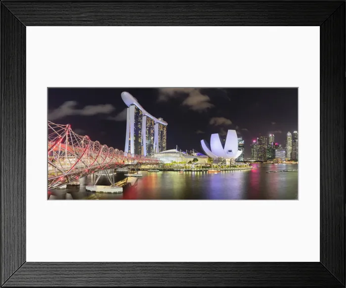 Framed Print : Helix Bridge, Marina Bay Sands Hotel and Science Museum, Singapore City, Singapore Framed Print : Helix Bridge, Marina Bay Sands Hotel and Science Museum, Singapore City, Singapore