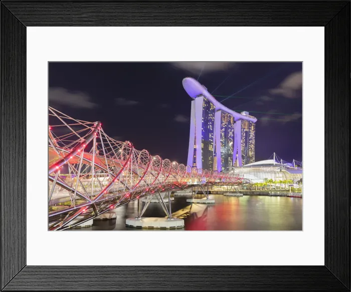 Framed Print : Helix Bridge and Marina Bay Sands Hotel, Singapore City, Singapore Framed Print : Helix Bridge and Marina Bay Sands Hotel, Singapore City, Singapore