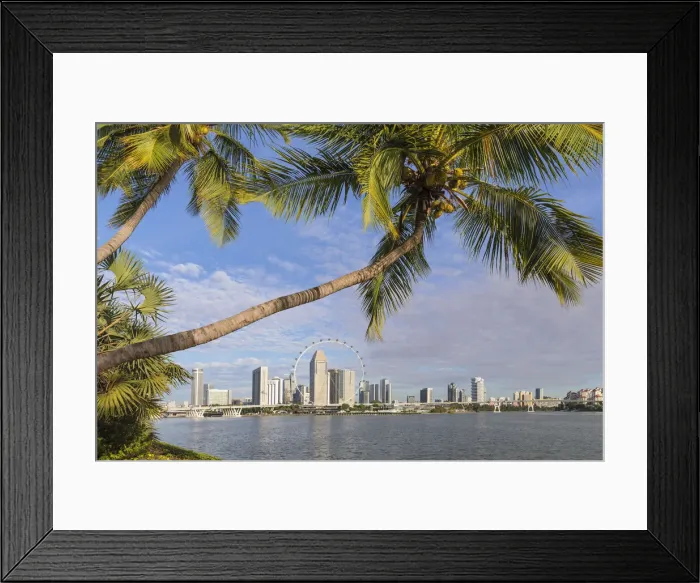 Framed Print : View over Marina Bay to big wheel Singapur Flyer, Singapore City, Singapore Framed Print : View over Marina Bay to big wheel Singapur Flyer, Singapore City, Singapore
