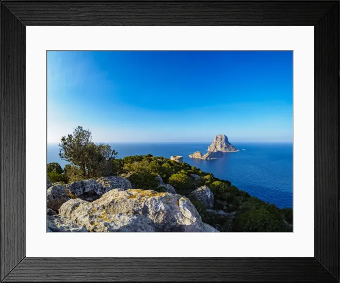 Framed Print : View towards Torre des Savinar and Es Vedra Island, Ibiza, Balearic Islands, Spain Framed Print : View towards Torre des Savinar and Es Vedra Island, Ibiza, Balearic Islands, Spain