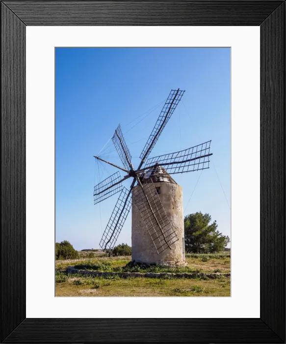 Framed Print : Old Windmill in El Pilar de la Mola, Formentera, Balearic Islands, Spain Framed Print : Old Windmill in El Pilar de la Mola, Formentera, Balearic Islands, Spain