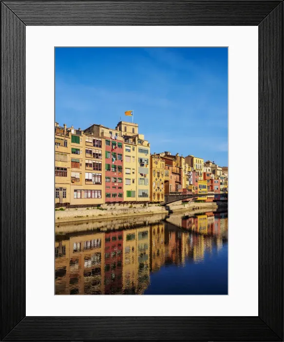 Framed Print : Colourful houses reflecting in the Onyar River, Girona or Gerona, Catalonia, Spain Framed Print : Colourful houses reflecting in the Onyar River, Girona or Gerona, Catalonia, Spain