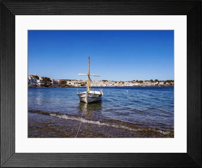Framed Print : Traditional Fishing Boat by the coast of Cadaques, Cap de Creus Peninsula, Catalonia Framed Print : Traditional Fishing Boat by the coast of Cadaques, Cap de Creus Peninsula, Catalonia