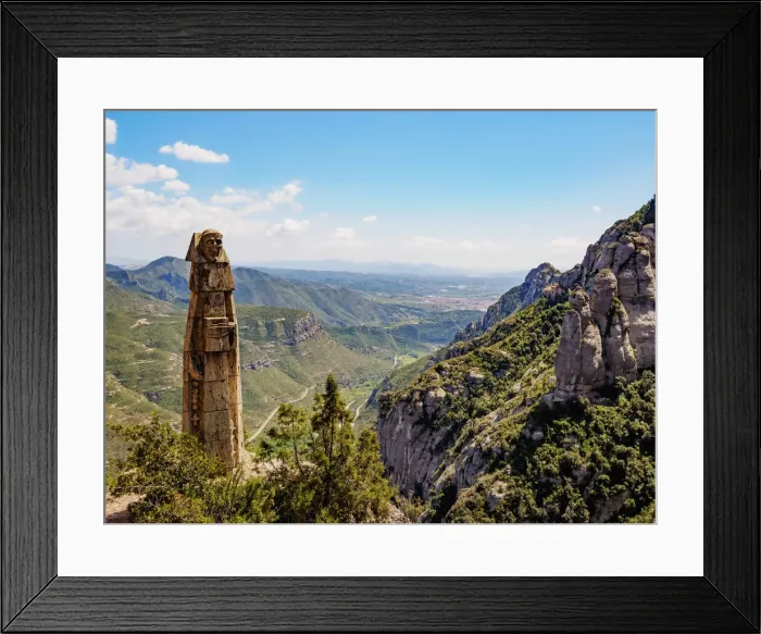 Framed Print : Domingo de Guzman Monument in Montserrat, a multi-peaked mountain range near Barcelona
