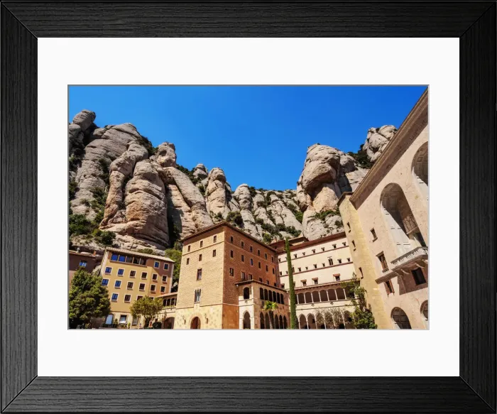 Framed Print : Santa Maria de Montserrat Abbey, Montserrat mountain range near Barcelona, Catalonia Framed Print : Santa Maria de Montserrat Abbey, Montserrat mountain range near Barcelona, Catalonia