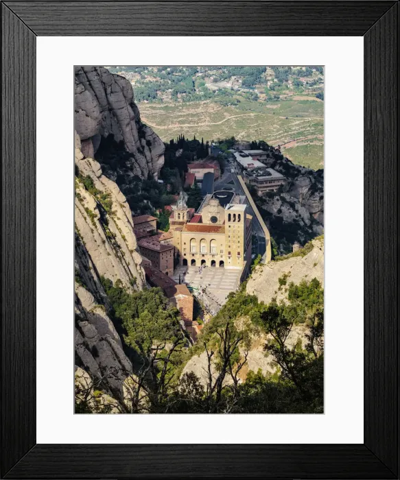 Framed Print : Santa Maria de Montserrat Abbey, elevated view, Montserrat mountain range near Barcelona Framed Print : Santa Maria de Montserrat Abbey, elevated view, Montserrat mountain range near Barcelona