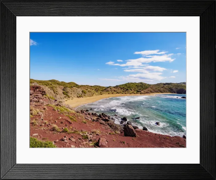 Framed Print : Platja de Cavalleria, Cavalleria Beach, elevated view, Menorca or Minorca Framed Print : Platja de Cavalleria, Cavalleria Beach, elevated view, Menorca or Minorca